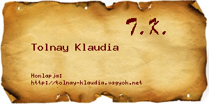 Tolnay Klaudia névjegykártya